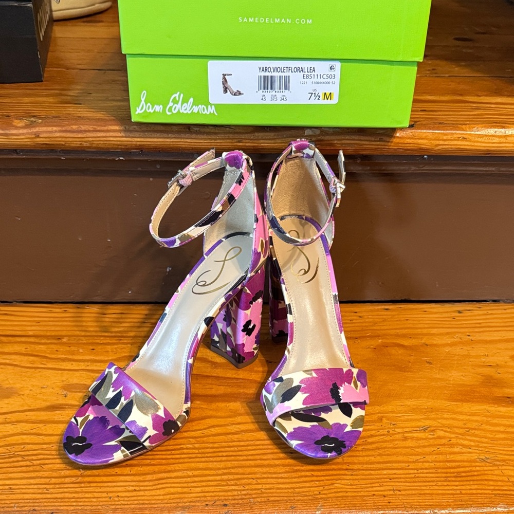 NWT Sam Edelman Yaro Violet Floral leather sandals 7.5